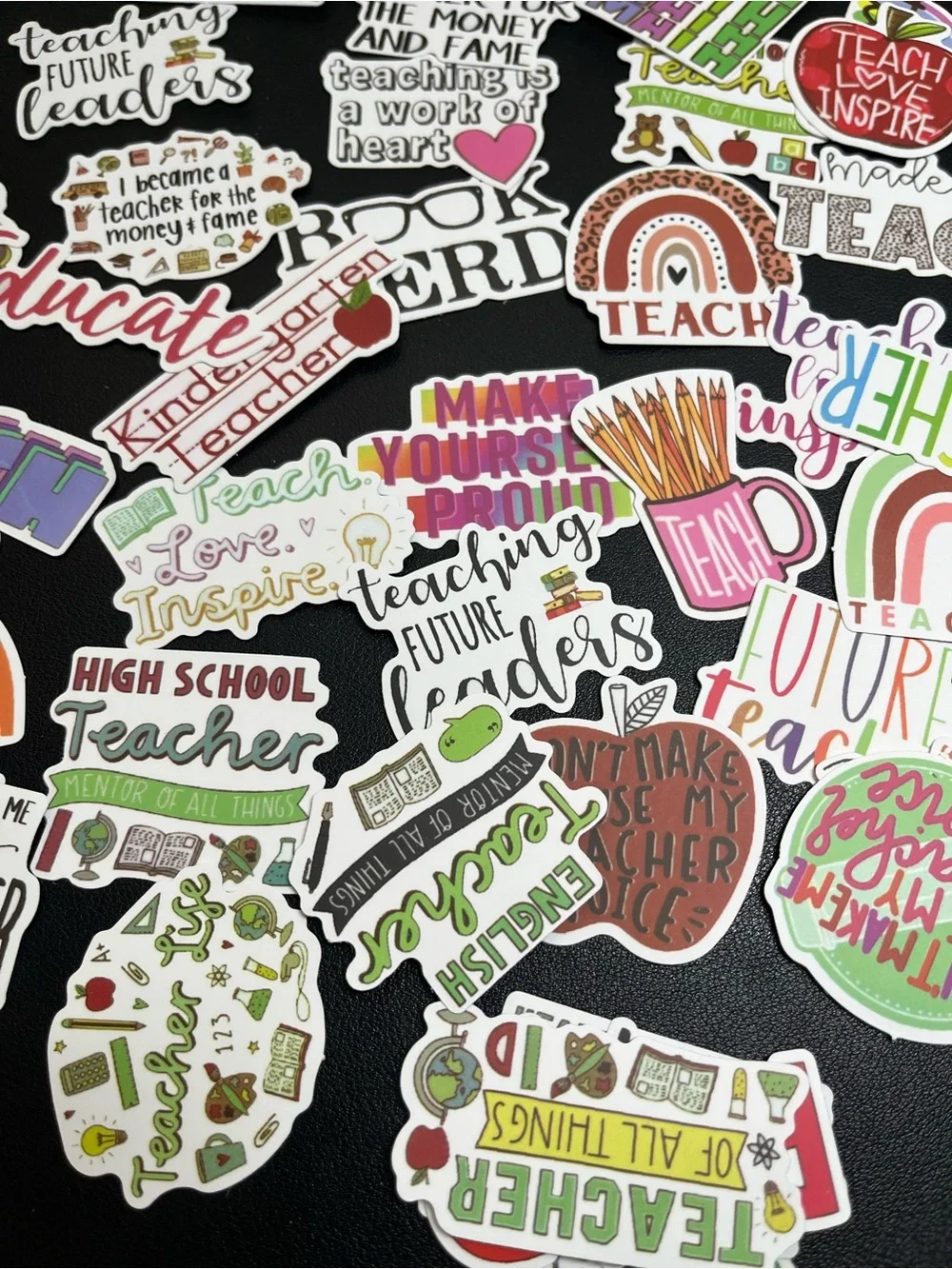 Teacher-Themed Sticker Packs - Colorful Rainbow & Multicolor Designs - 100 total